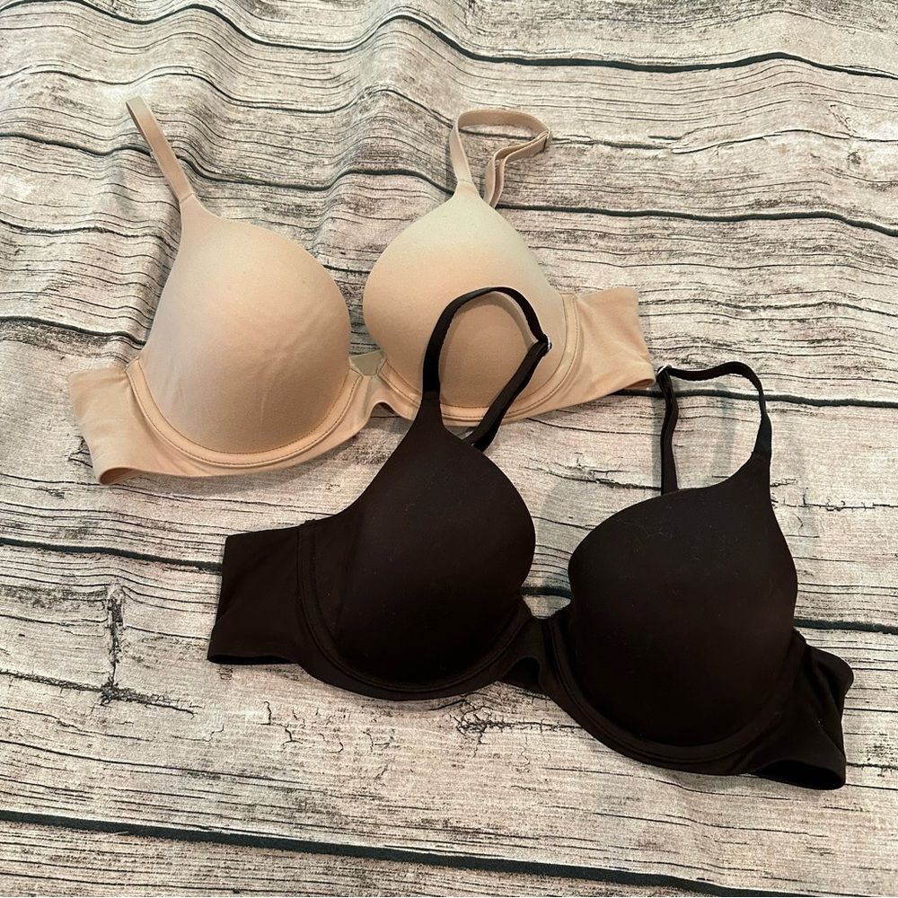 Lot of 2 Aerie Dark Brown and Tan Real Sunnis Bras Both Size 34B